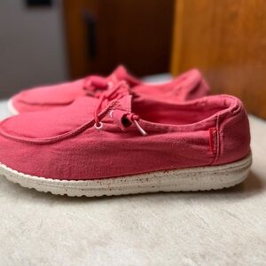 hey dude shoes.  hey dudes.  Size 11. Coral.